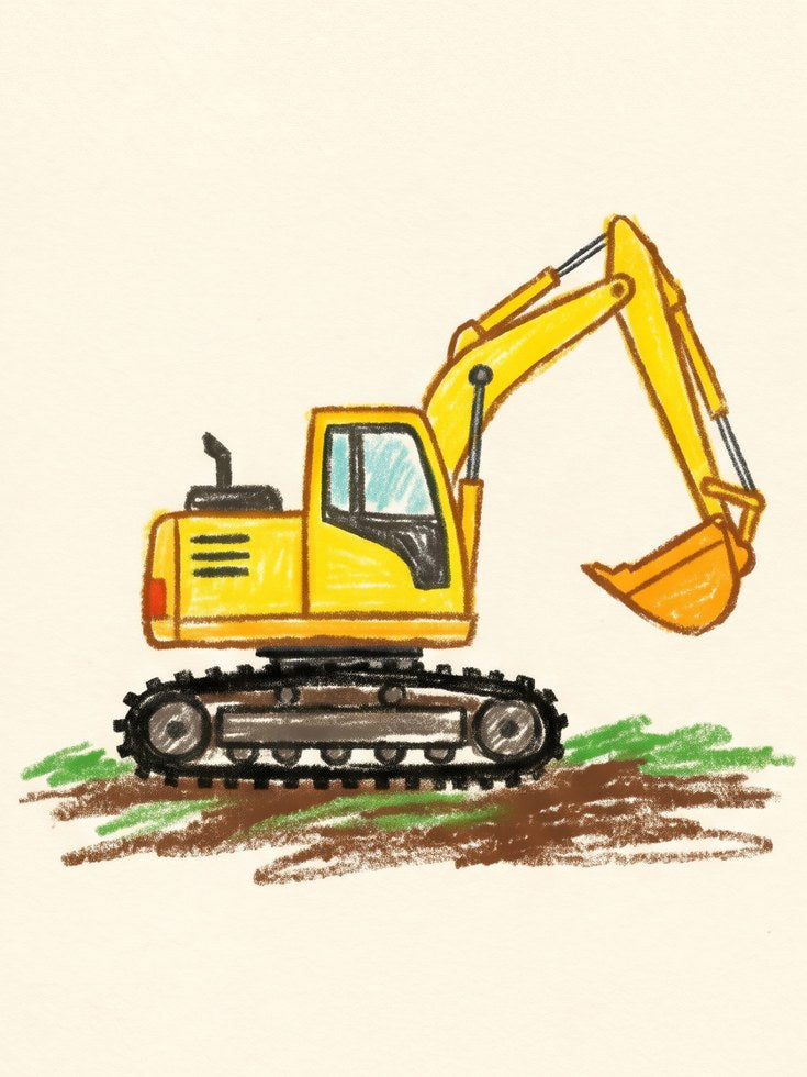 Excavator Wall Art – Construction Truck Print - artwork on paper