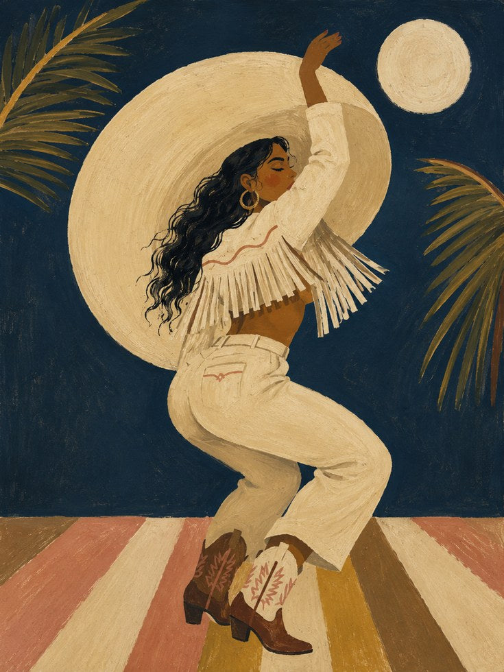 Western Cowgirl Wall Art - artwork on paper