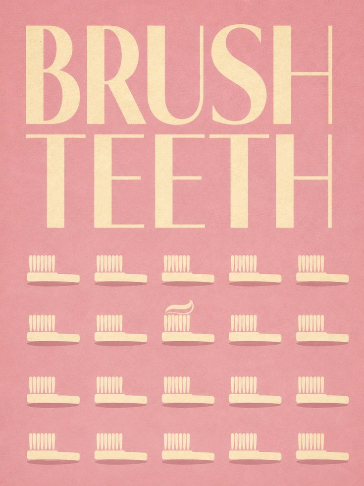 Brush Teeth Bathroom Sign - artwork on paper