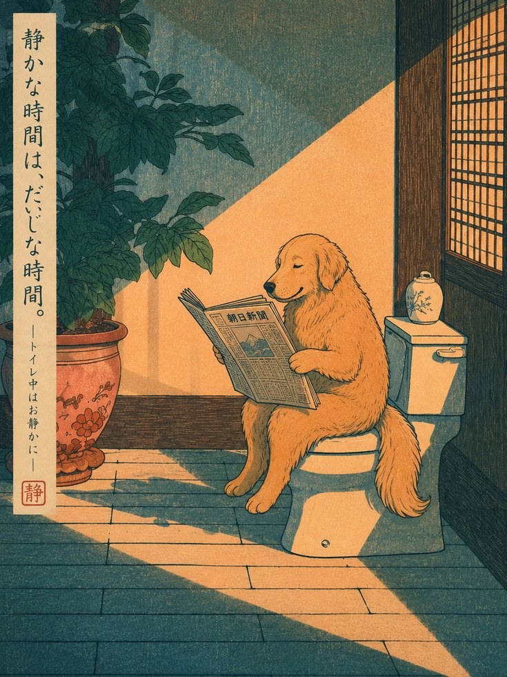 Japanese Dog Wall Art - artwork on paper