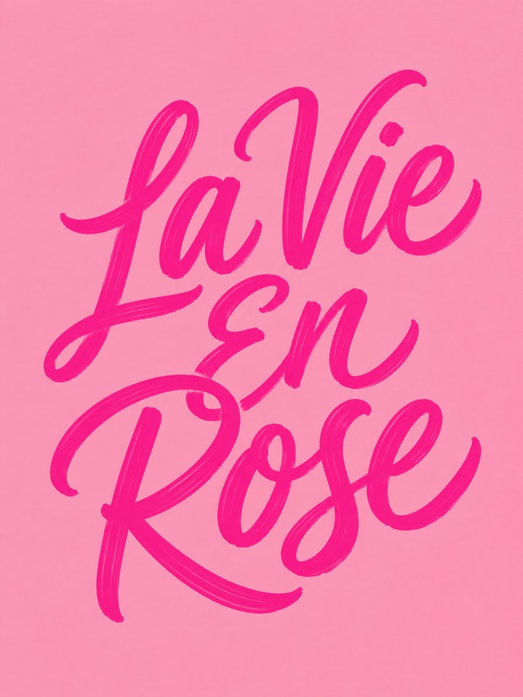 French Quote Wall Art – La Vie En Rose Print - artwork on paper