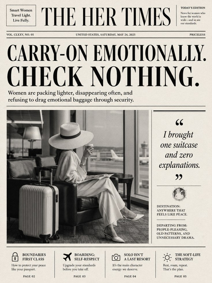 The Her Times Newspaper Art Print: Vintage Editorial Design - artwork on paper