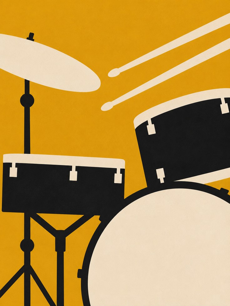 Drum Set Art Print — Bold Graphic Illustration - artwork on paper