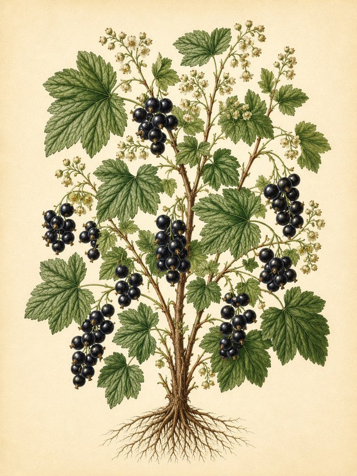 Blackcurrant Botanical Print — Vintage Fruit Illustration - artwork on paper
