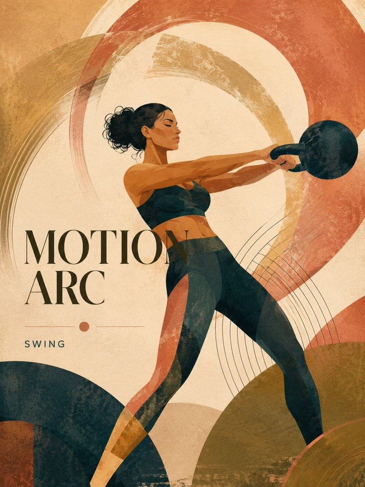 Kettlebell Swing Art Print: Art Deco Fitness Poster - artwork on paper