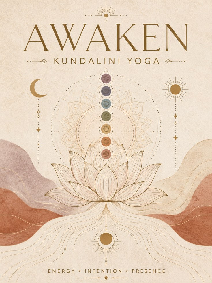 Chakra Lotus Wall Print: Yoga Studio & Meditation Room (Earth Tones) - artwork on paper