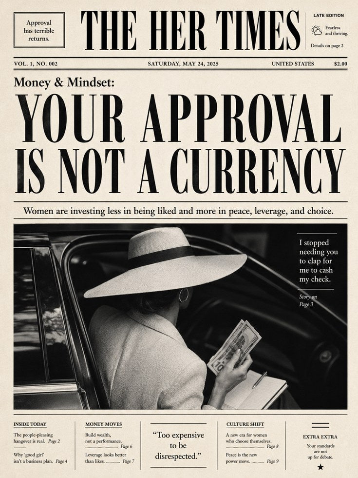 Vintage Newspaper Wall Art: Your Approval Is Not A Currency - artwork on paper