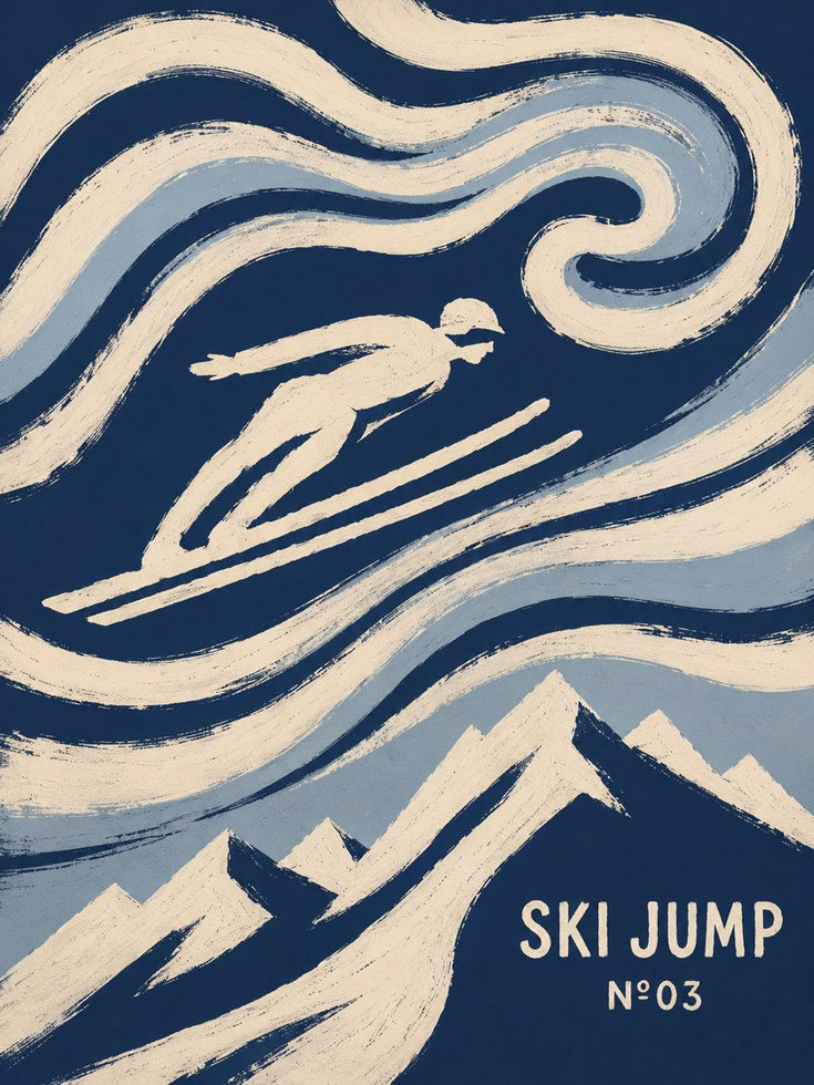 Vintage Ski Poster – Retro Ski Jump Wall Art - artwork on paper