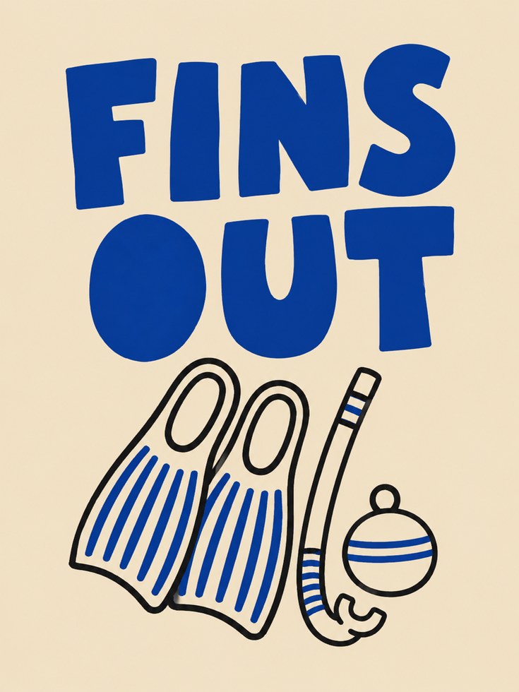 Swimming Pool Wall Art – Fins Out Print - artwork on paper