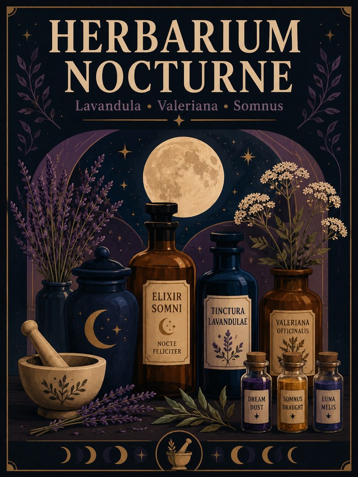 Herbarium Nocturne Apothecary Print: Vintage Botanical Art - artwork on paper