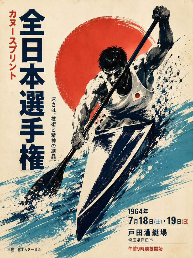 Vintage Japanese Poster – Retro Sports Wall Art - artwork on paper