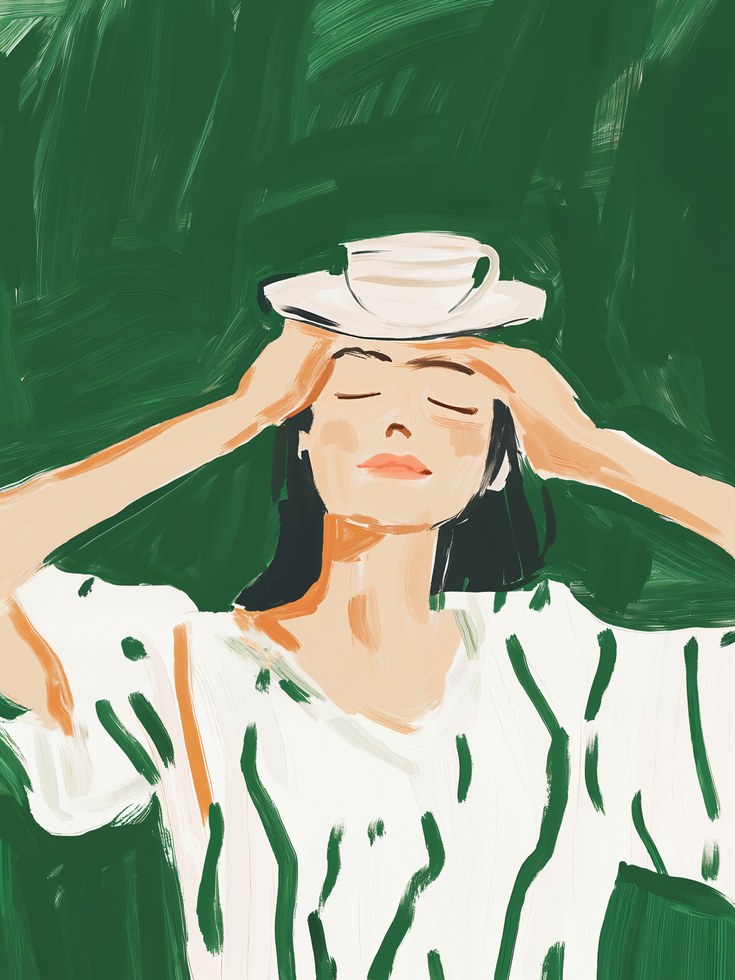 Green Woman Portrait Print - artwork on paper
