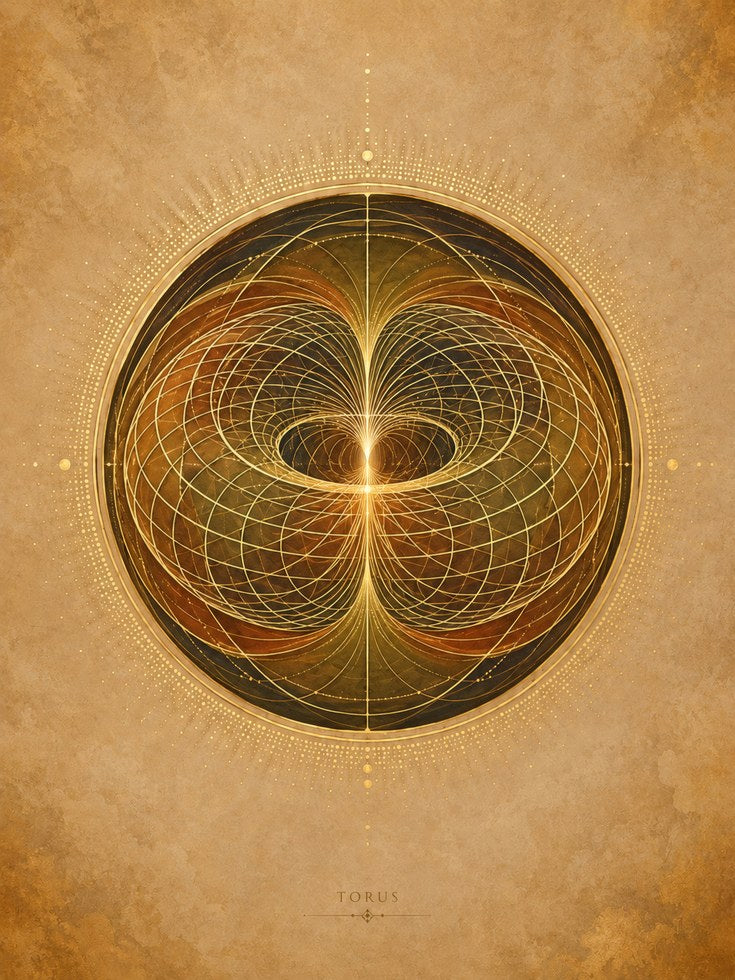 Torus Sacred Geometry Print: Golden Energy Field - artwork on paper