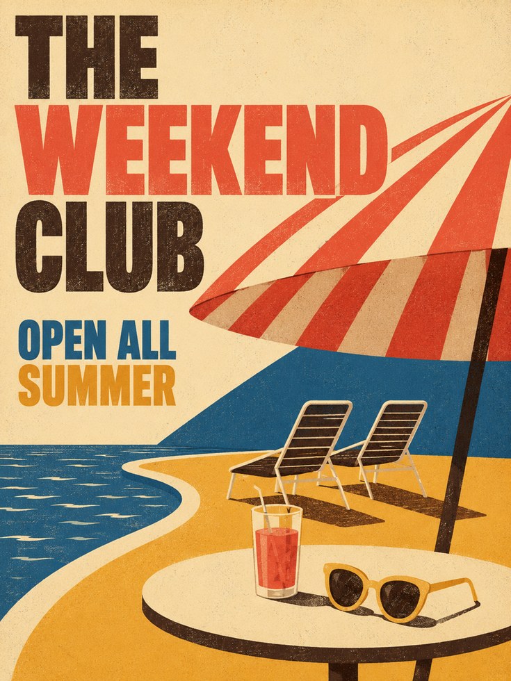 Retro Beach Poster – Summer Wall Art - artwork on paper