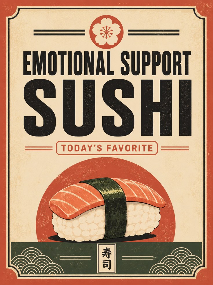 Sushi Wall Art – Funny Kitchen Decor - artwork on paper