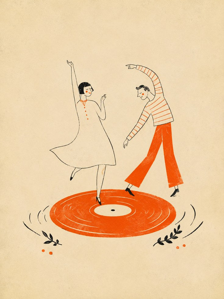 Vintage Dancing Poster – Retro Couple Wall Art - artwork on paper