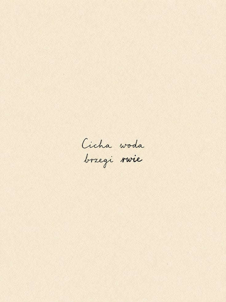 Polish Typography Art Print: Minimalist Beige Proverb Design - artwork on paper