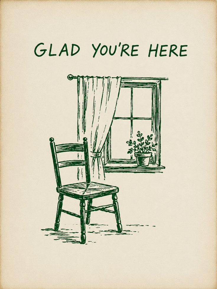 Cottagecore Welcome Print – Vintage Sketch - artwork on paper