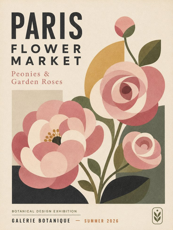 Paris Flower Market Print — Vintage Botanical Poster - artwork on paper