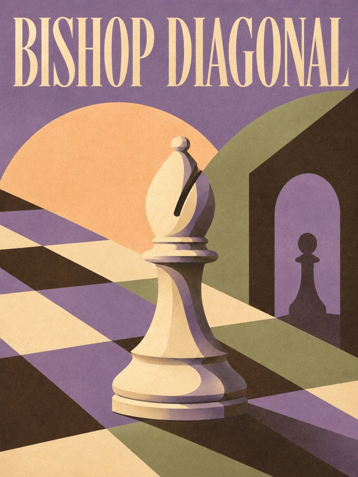 Chess Bishop Diagonal Print — Art Deco Geometric Design - artwork on paper