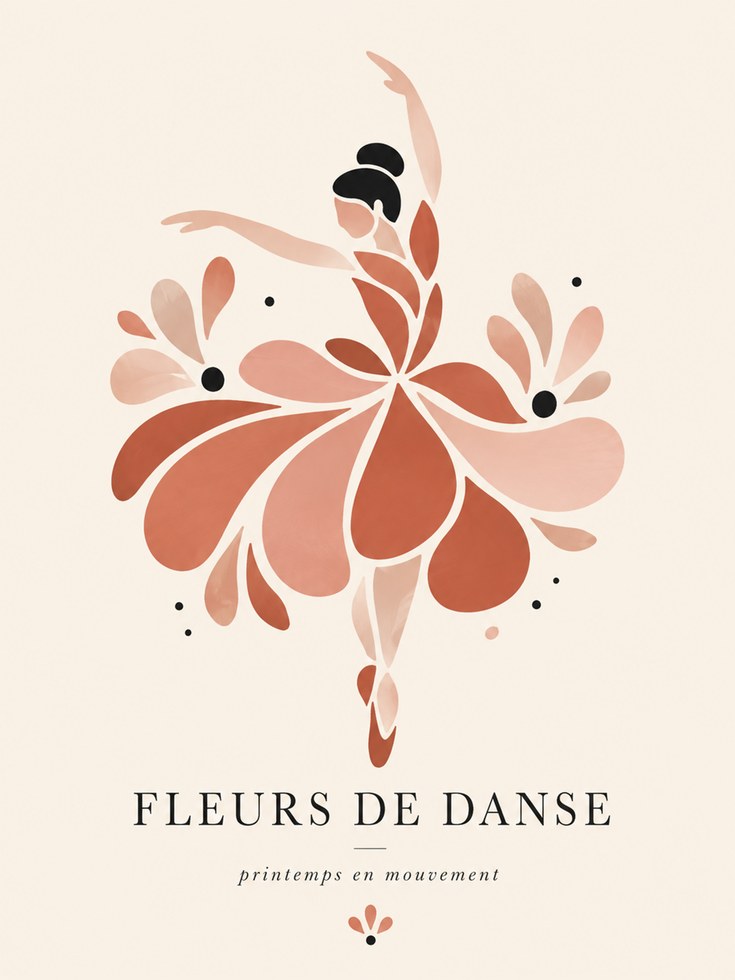 Ballerina Floral Wall Art - artwork on paper