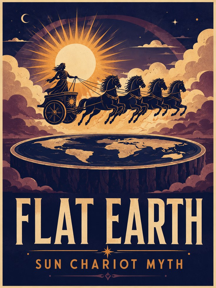 Mythology Wall Art: Flat Earth Sun Chariot - artwork on paper