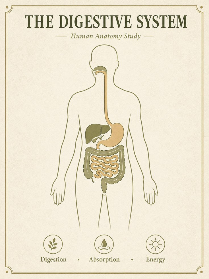 Digestive System Anatomy Print — Vintage Educational Study Chart - artwork on paper
