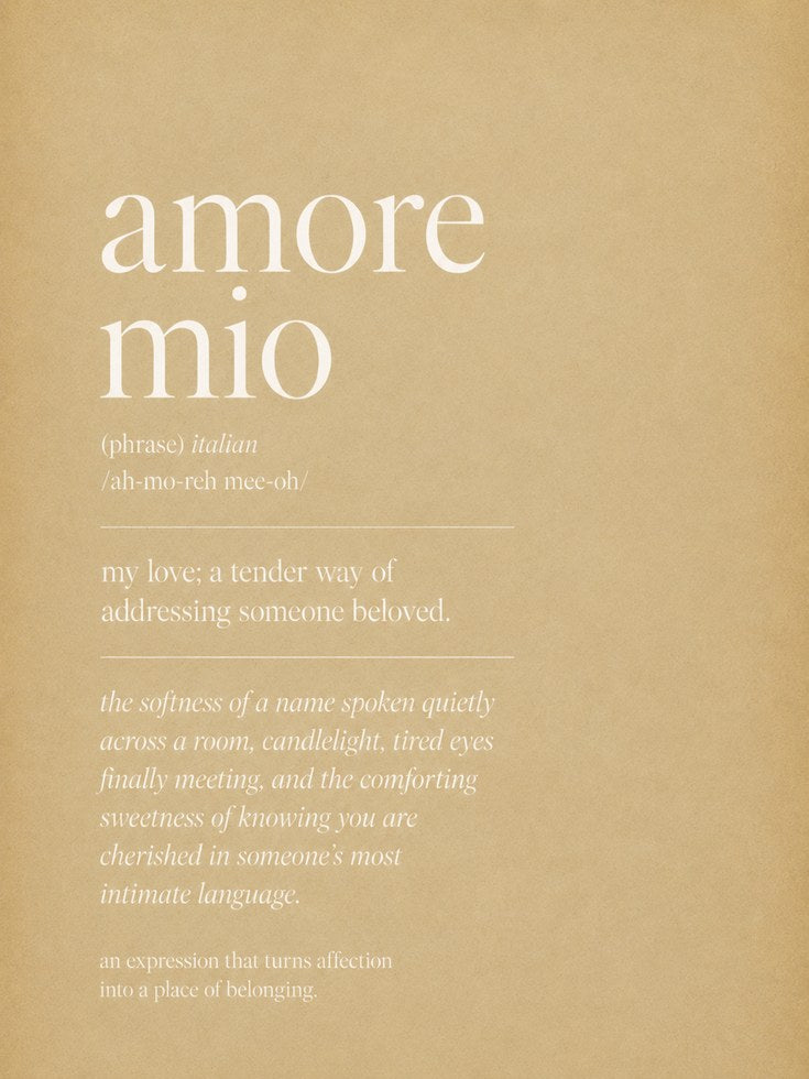 Italian Wall Art Print: Amore Mio Typography - artwork on paper
