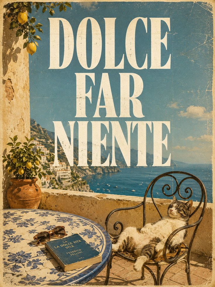 Italian Cat Wall Art – Vintage Italy Poster - artwork on paper