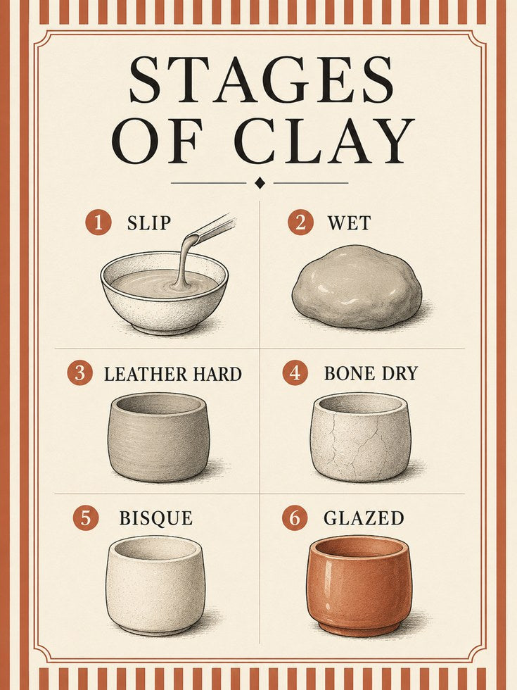 Pottery Wall Art – Stages of Clay Print - artwork on paper