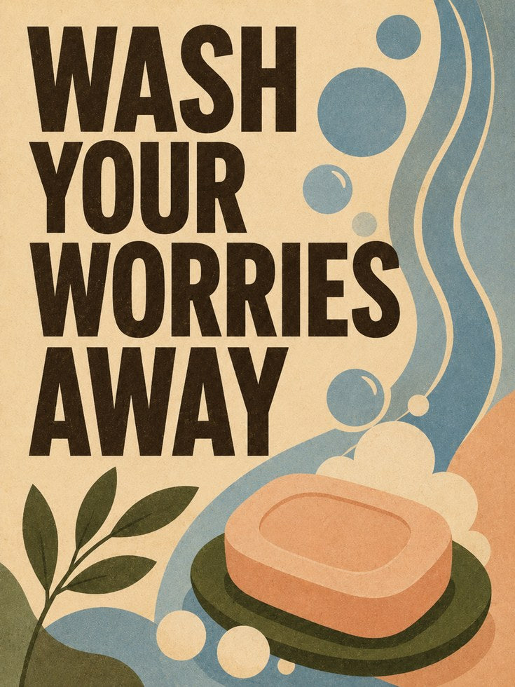 Vintage Bathroom Print – Soap Bubbles - artwork on paper
