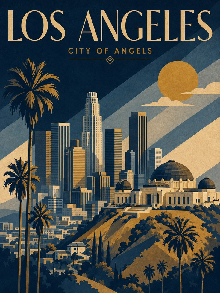 Los Angeles Poster – Vintage Travel Print - artwork on paper