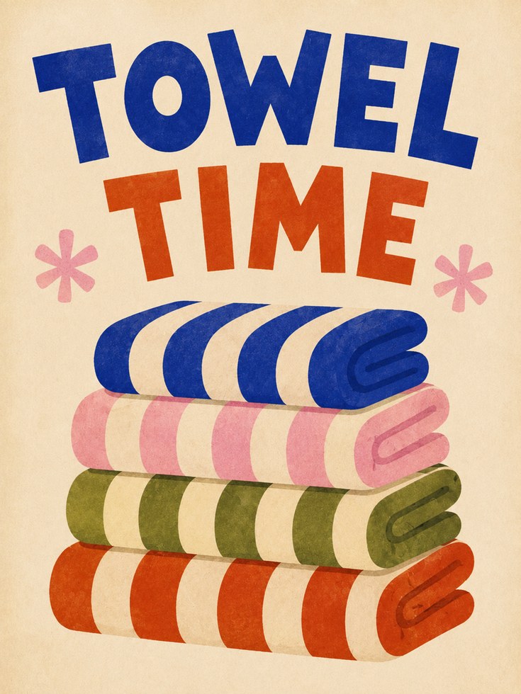 Bathroom Wall Art – Towel Time Print - artwork on paper