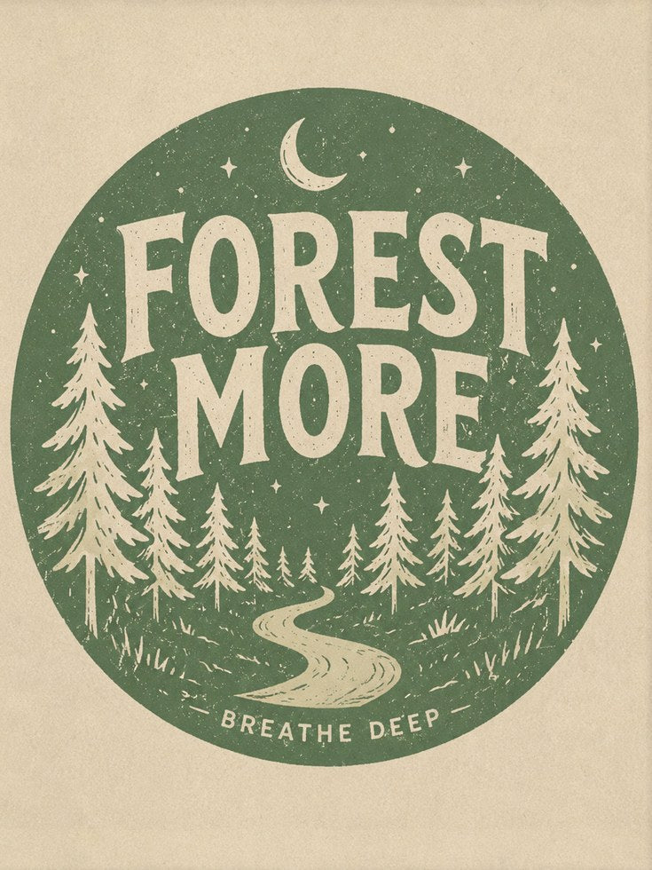 Nature Wall Art: Vintage Forest Illustration - artwork on paper