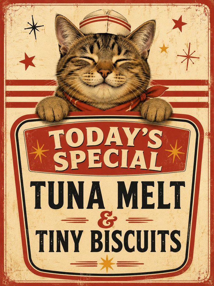 Vintage Cat Sailor Poster - artwork on paper