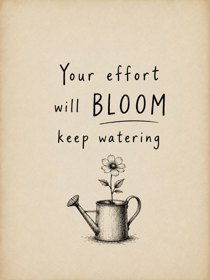Motivational Flower Print: Your Effort Will Bloom Quote - artwork on paper