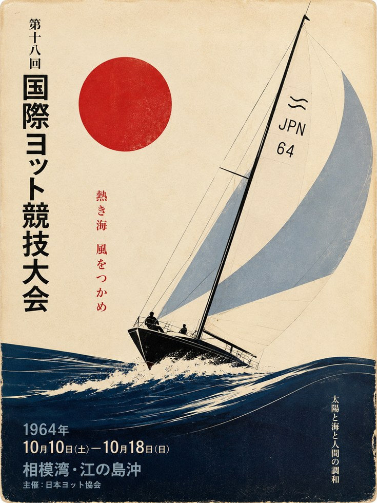 Vintage Sailing Poster – Japanese Yacht Print - artwork on paper