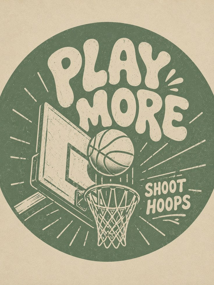 Vintage Basketball Poster - artwork on paper