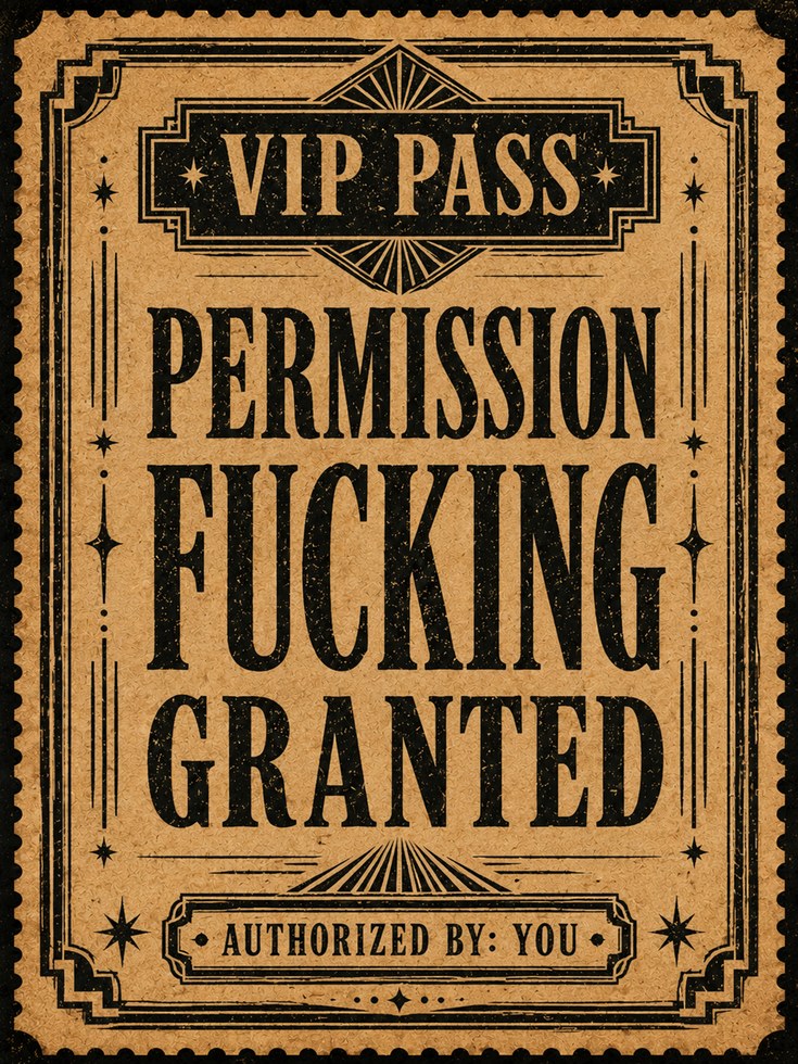 Funny Bathroom Wall Art – VIP Pass Print - artwork on paper