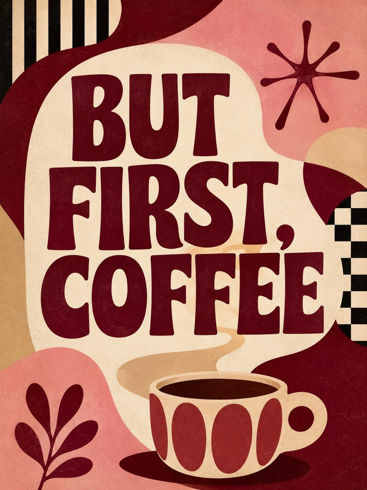 Retro Coffee Wall Art - artwork on paper