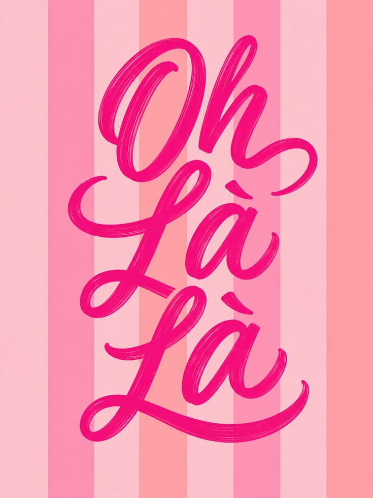 Pink Typography Print – Oh La La Wall Art - artwork on paper