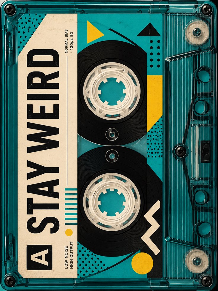 Cassette Tape Wall Art: Retro 80s Design - artwork on paper