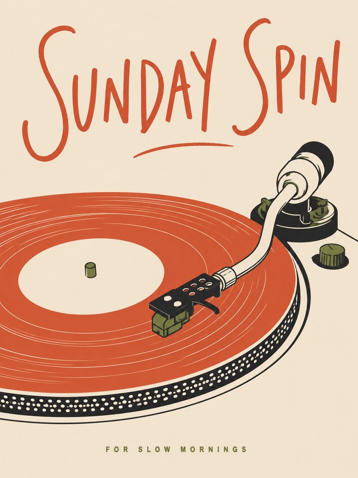 Vinyl Record Player Art: Mid-Century Retro Style - artwork on paper