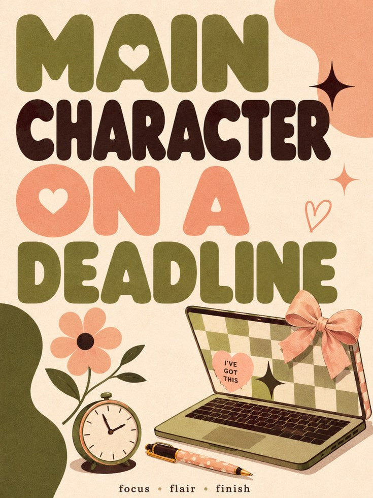 Main Character on a Deadline Poster: Retro Typography Art Print - artwork on paper