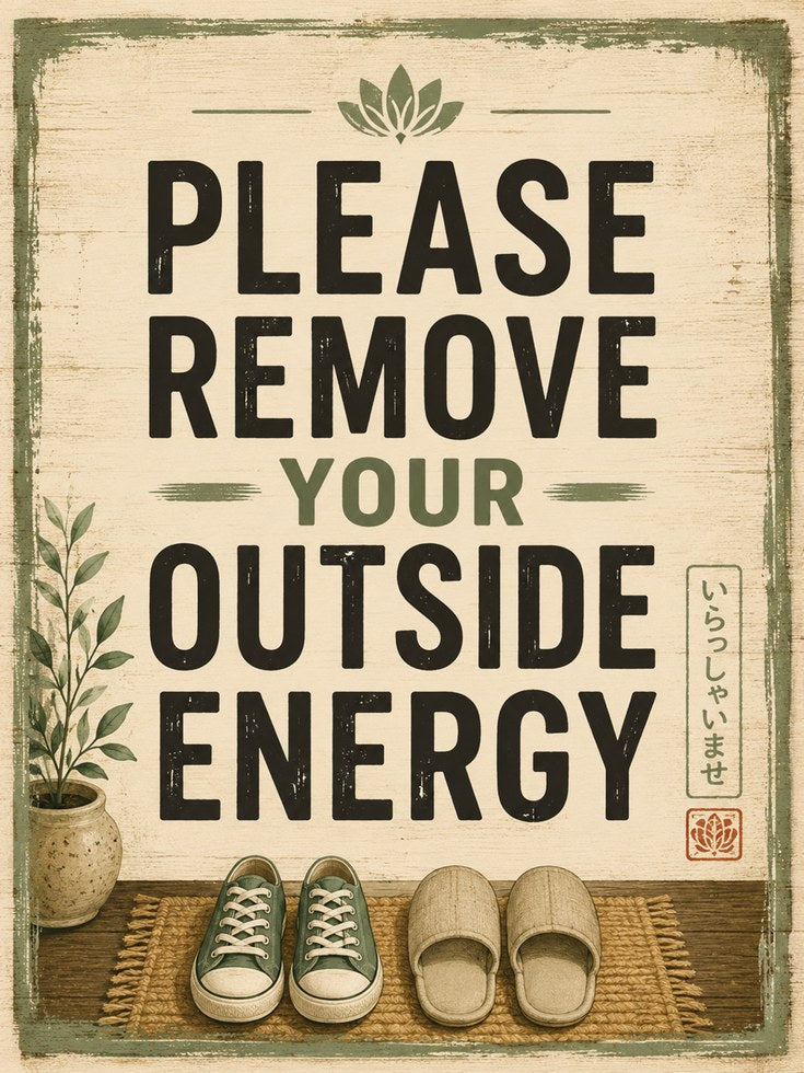 Please Remove Your Outside Energy Print: Japanese Zen Entryway Art - artwork on paper