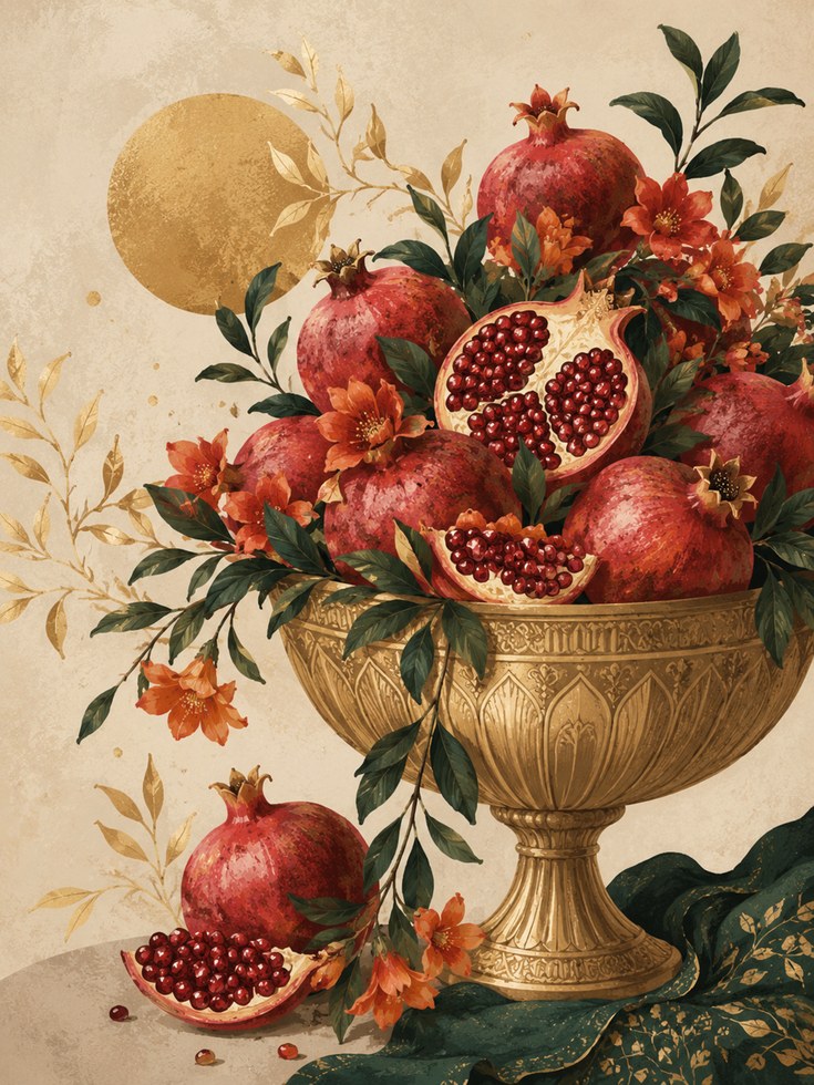 Pomegranate Wall Art – Vintage Fruit Print - artwork on paper
