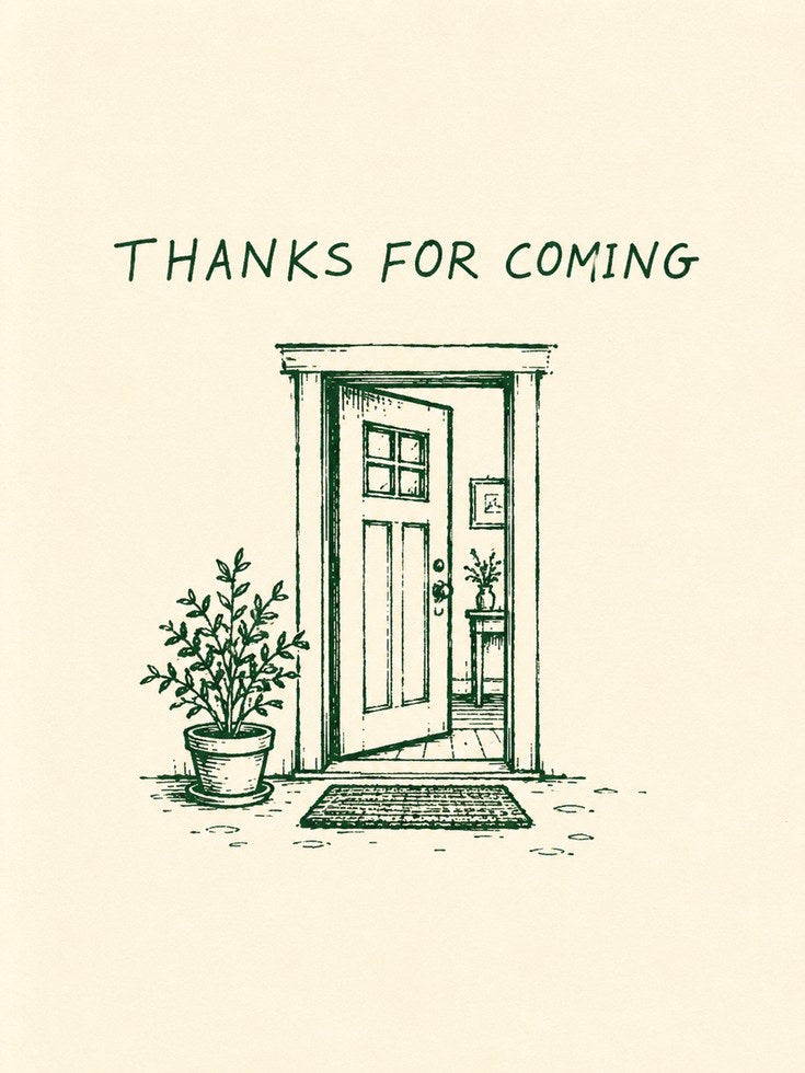 Thanks For Coming Print: Hand-Drawn Entryway Art (Housewarming Decor) - artwork on paper
