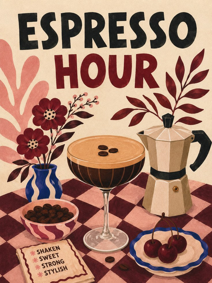 Coffee Bar Wall Art – Espresso Kitchen Print - artwork on paper