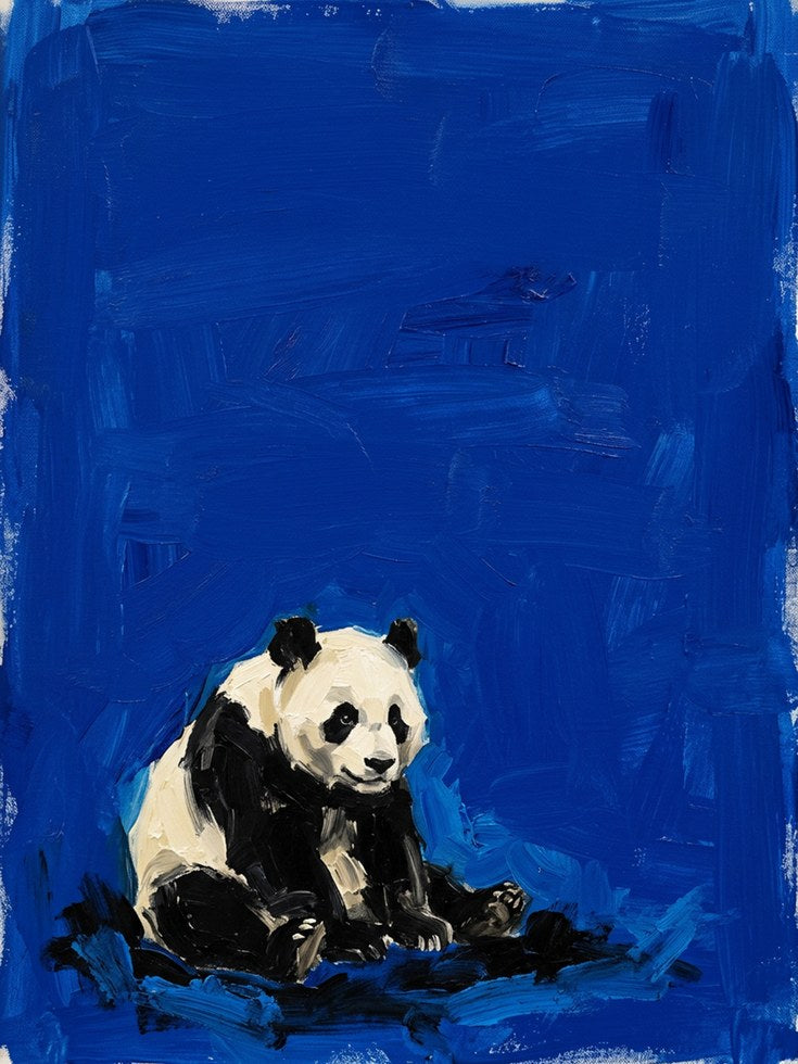 Panda Bear Art Print — Expressive Blue Abstract Animal - artwork on paper