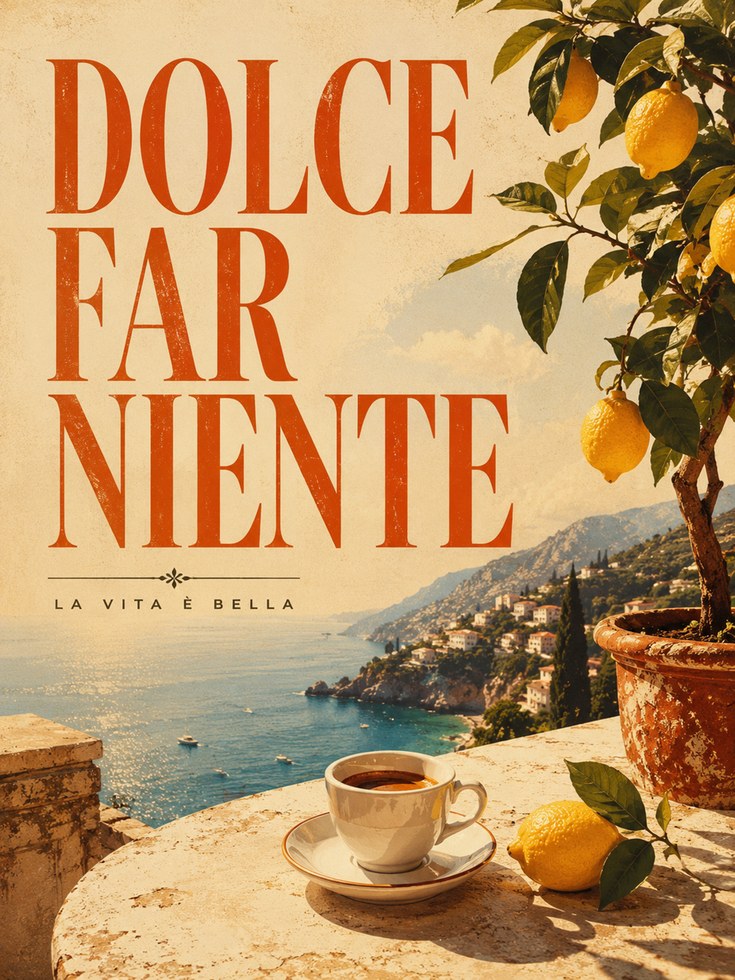 Italian Travel Poster – Dolce Far Niente Print - artwork on paper